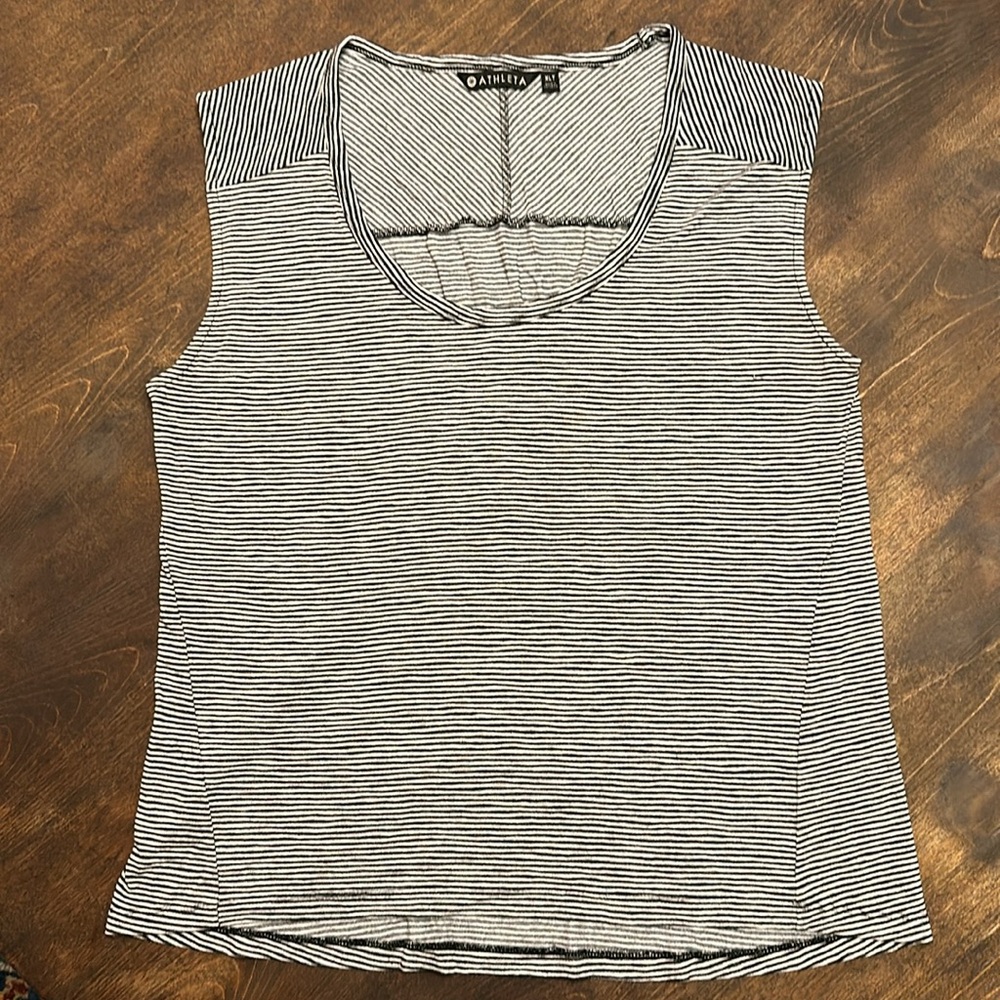 Athleta black & white striped muscle tee, XLTall🖤🤍